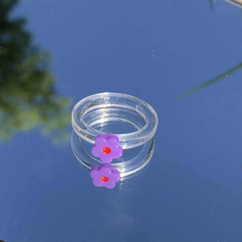 Nhẫn Nhựa Resin Trong Suốt Họa Tiết Hoa Nhiều Màu Dễ Thương Cho Nữ