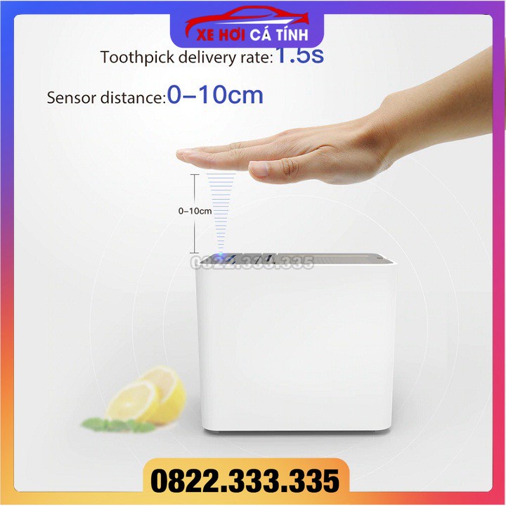Hộp Đựng Tăm Cảm Ứng Tự Động Thông Minh SVAVO - Hàng Chính Hãng, cao cấp tặng kèm tăm kháng khuẩn và pin AA