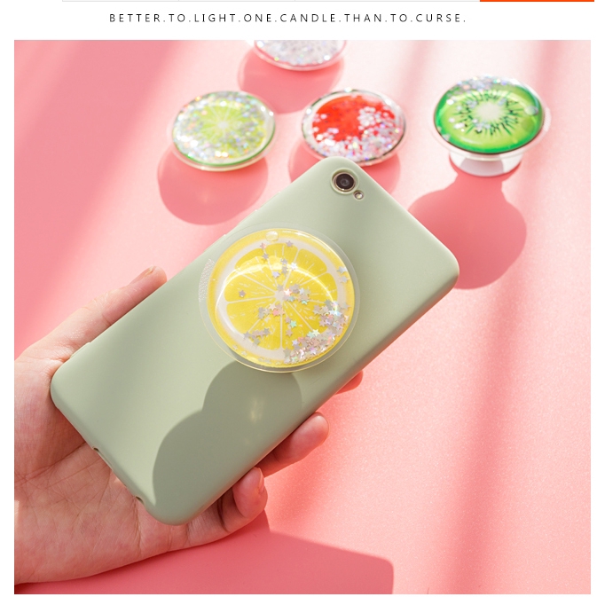 Giá đỡ điện thoại kim tuyến in hình trái cây