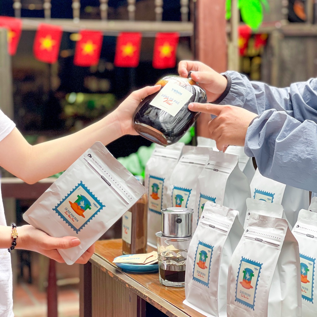 Cà phê  Robusta 100% nguyên chất vị truyền thống đậm đà thơm nồng cafe pha phin ngon gói 500gr từ Trình cà phê