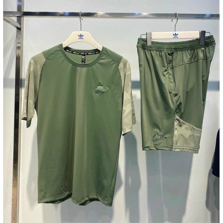 BNA28 BỘ ĐÙI NAM NJK3 ĐEN RÊU ÁO CỘC TAY VÂN LƯỚI | BigBuy360 - bigbuy360.vn