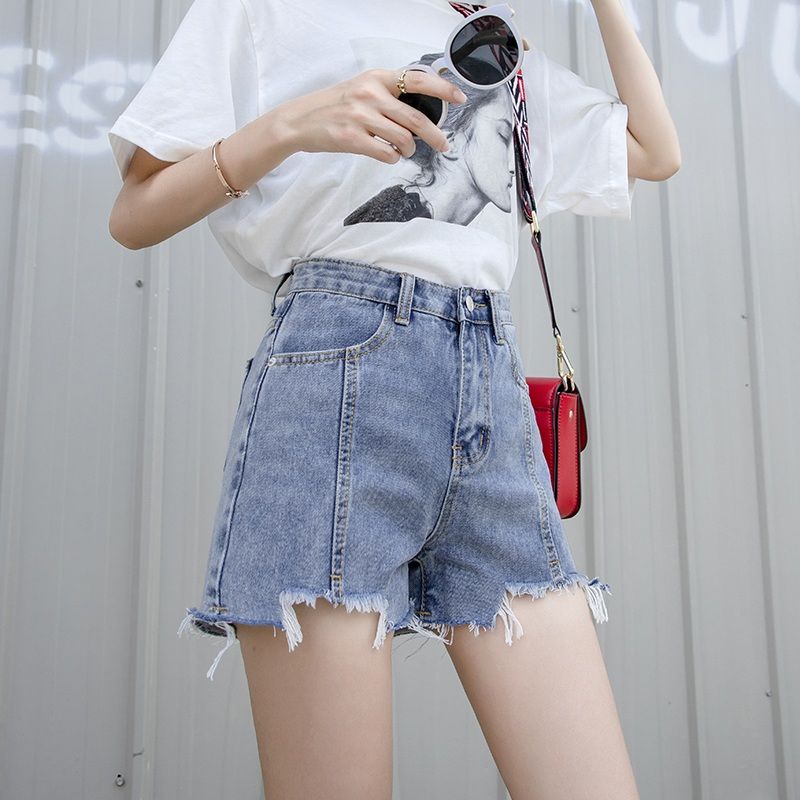 Quần Short Denim Lưng Cao Ống Rộng Mềm Mại Thời Trang Mùa Hè 2022 Phong Cách Hàn Quốc Cho Nữ