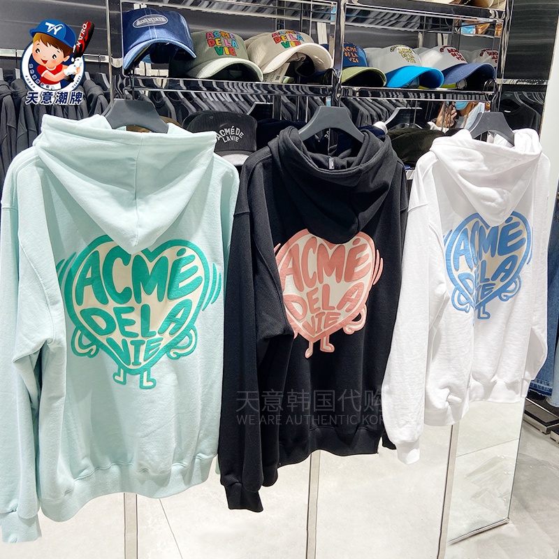ADLV Áo hoodie họa tiết trái tim phong cách Hàn Quốc mới cho nam và nữ