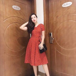 [Ảnh thật 100%]váy chấm bi vitage