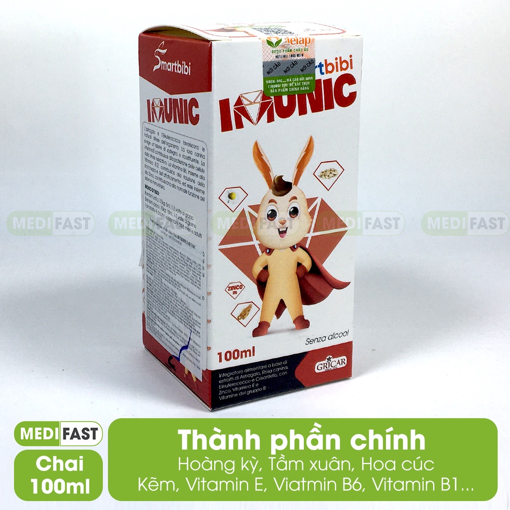 Giúp tăng cường sức đề kháng cho trẻ Smartbibi Imunic - Bổ Sung Các Vitamin Và Khoáng Chất chai 100ml
