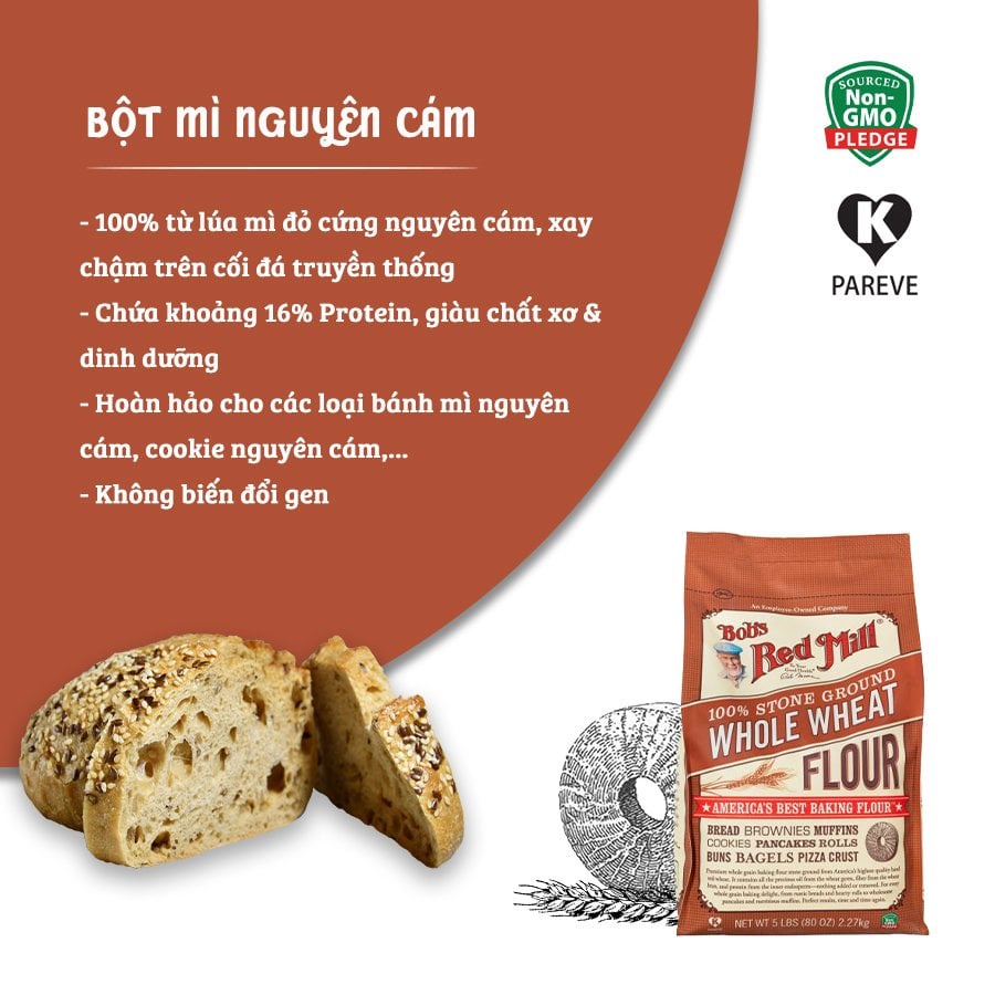 [ Date: 1/2024] Bột Mì Nguyên Cám non-GMO BRM 2.27kg
