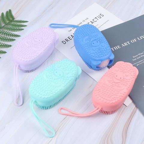 Bông Tắm Tạo Bọt Silicone Hình Chuột Dễ Thương Có Móc Treo