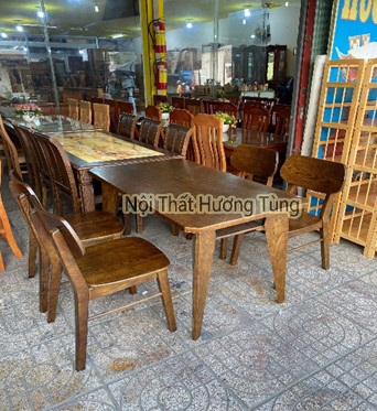 Bộ Bàn Ghế Phòng Ăn Gỗ Sồi Mỹ - Có Bọc Nệm Da/ Nỉ - Mặt Đá - Nội Thất Hương Tùng - Cam Kết Giao Đúng Sản Phẩm.