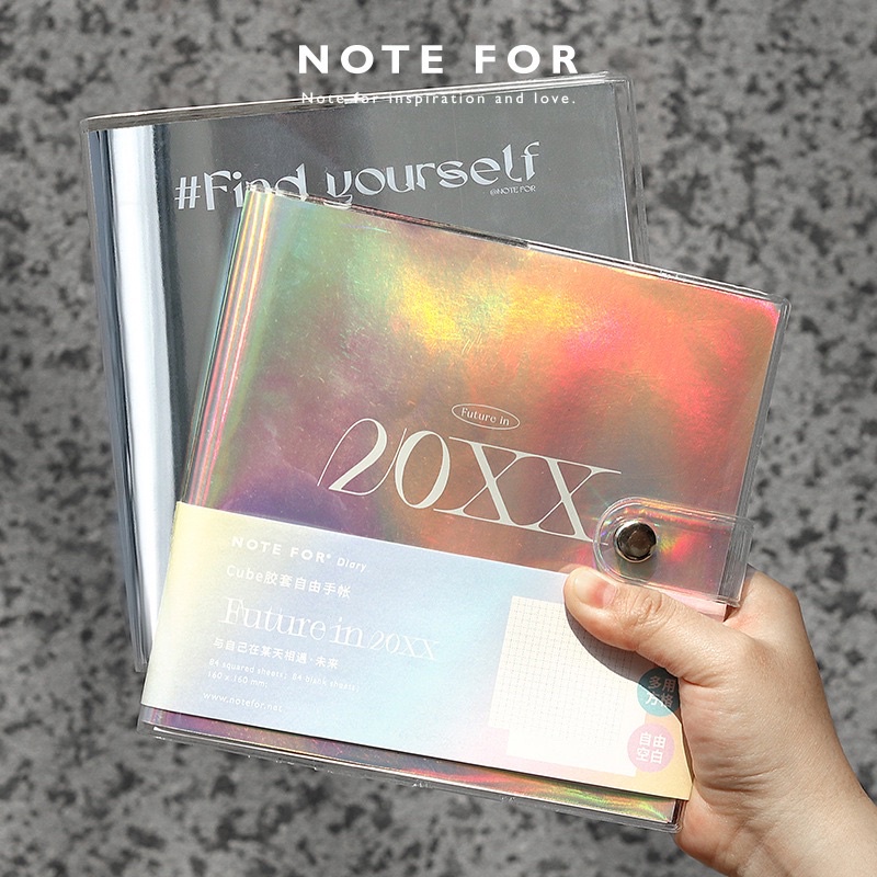 Sổ Tay Vuông Note For Sổ Bullet Journal Ruột Caro + Trơn Bìa Bọc Plastic Chủ Đề Hologram Mẫu 2022