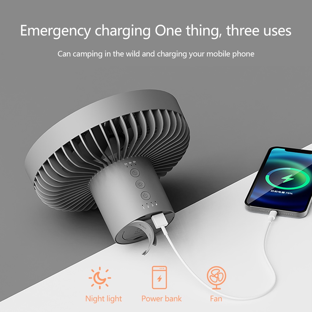 Quạt Làm Mát Điện Tử 3 Bánh Răng Có Đèn Ngủ Có Thể Sạc Lại USB Không Gây Tiếng Ồn