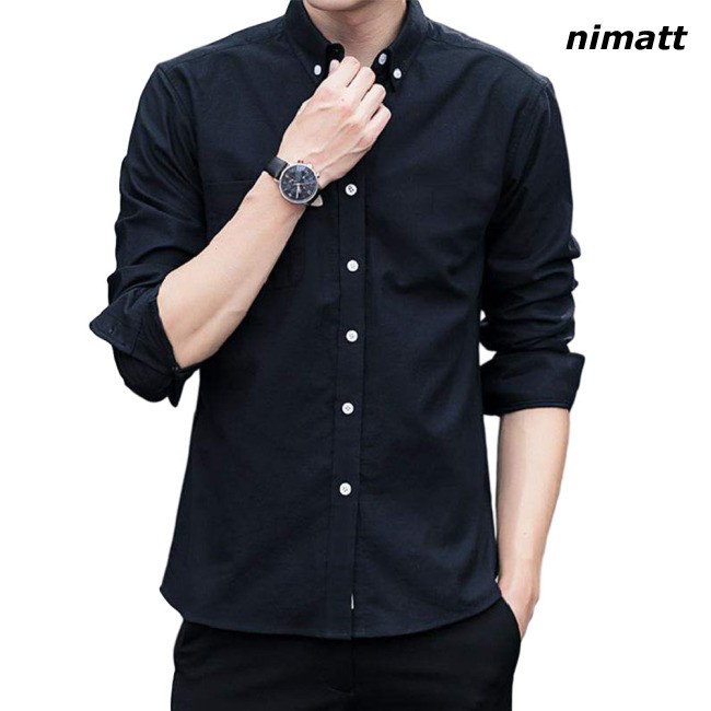 Áo Sơ Mi Dài Tay Ôm Body Cho Nam xl black shirt blue kitchen