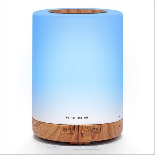 Máy xông tinh dầu, tạo ẩm khuếch tán hương thơm Hình Trụ Vân Gỗ Dung Tích 300ml Có Đèn Led Đổi Màu
