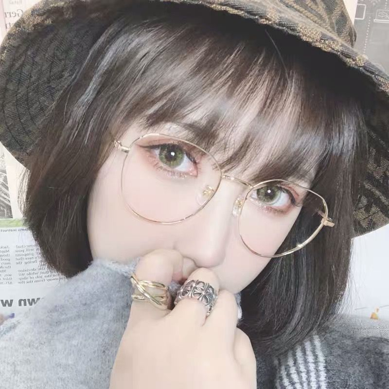 Mắt kính gọng kim loại mỏng hình bầu dục xinh xắn thời trang cho nữ có độ từ 1.0 đến 6.0