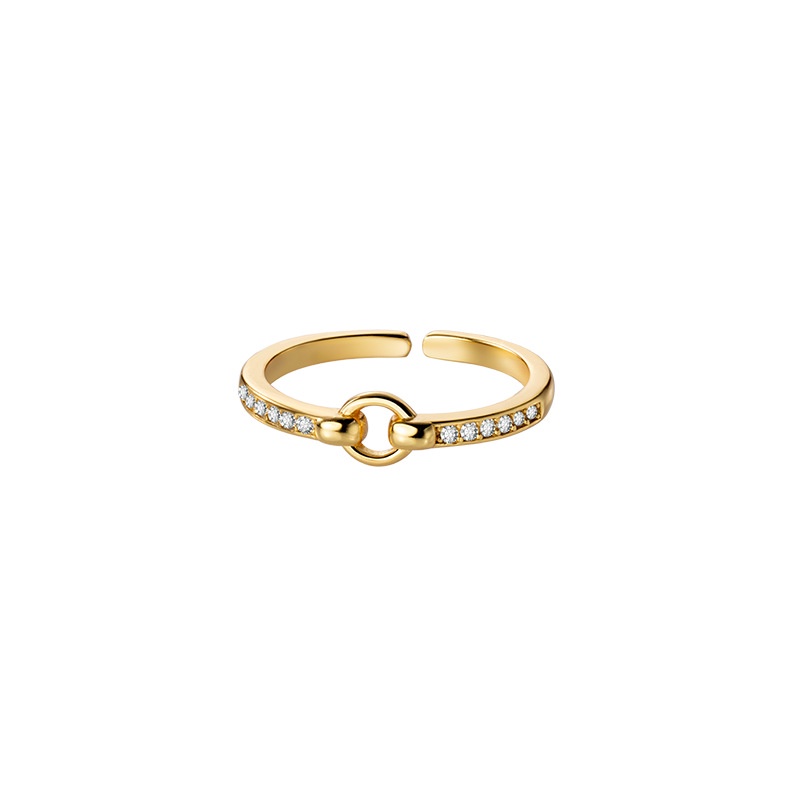 Nhẫn bạc nhẫn nữ bạc s925 vòng tròn Knot đính đá 2 bên Cá Jewelry NB118