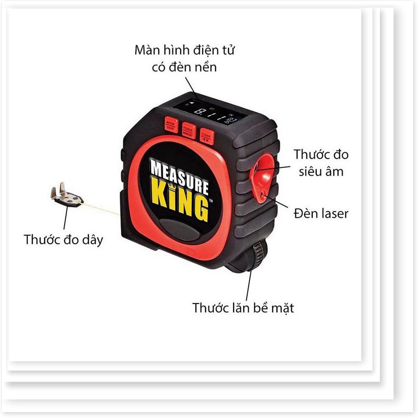 Xả kho - Thước đo đa năng 3in1 kỹ thuật số measure king có đen leser đo góc - NicePro