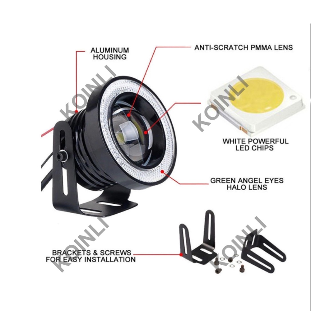 Đèn LED sương mù 4inch 3.5inch 3inch 2.5inch COB ánh sáng trắng/đỏ hình tròn 64MM 76MM 89MM DC12