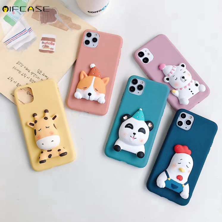 OPPO Find X2 Pro F11 Pro F9 F7 F5 F3 Plus F1S Phone Case 3D Panda Bear Dog Giraffe Cute Cartoon Soft TPU Case Cover