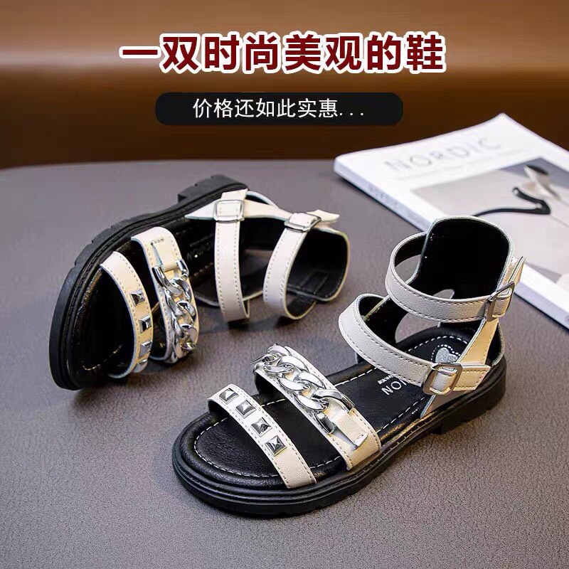 Sandal chiến binh 2 quai trên thiết kế dây xích trên quai cá tính cho bé gái SL189