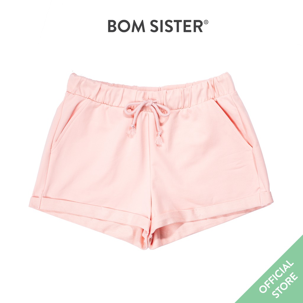 Quần Đùi Thể Thao Cotton Pha Màu Trơn Chân Gấp Viền BOM SISTER QD1819