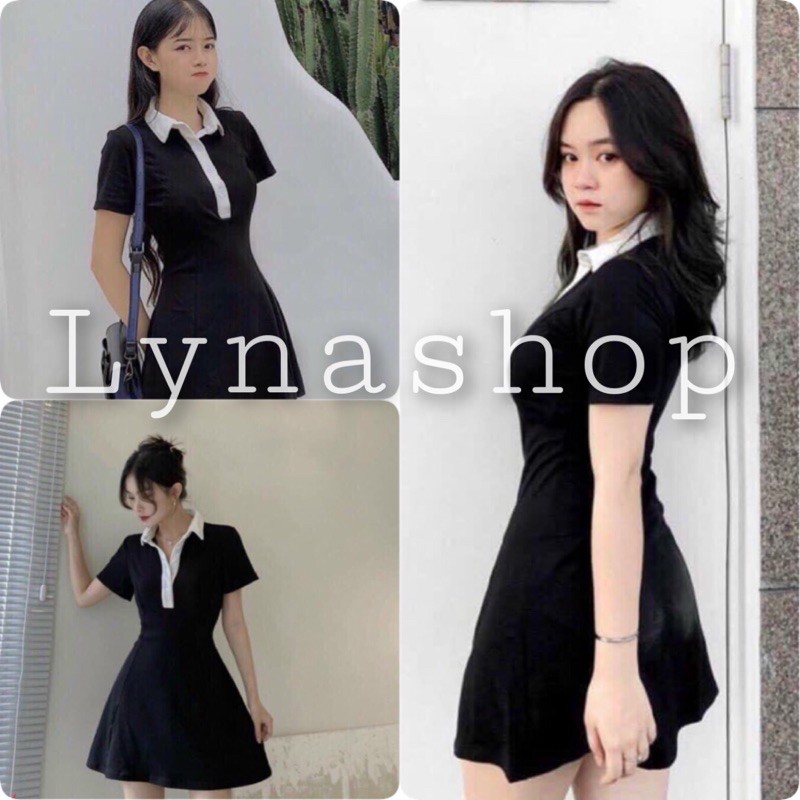 Đầm polo🍉Đầm Polo Nữ Đen Dáng Ôm 🍉 Váy Nữ Cổ Phối Chất Borip Dáng ngắn thiết kế xinh hợp thời trang phù hợp đi chơi, đẹp