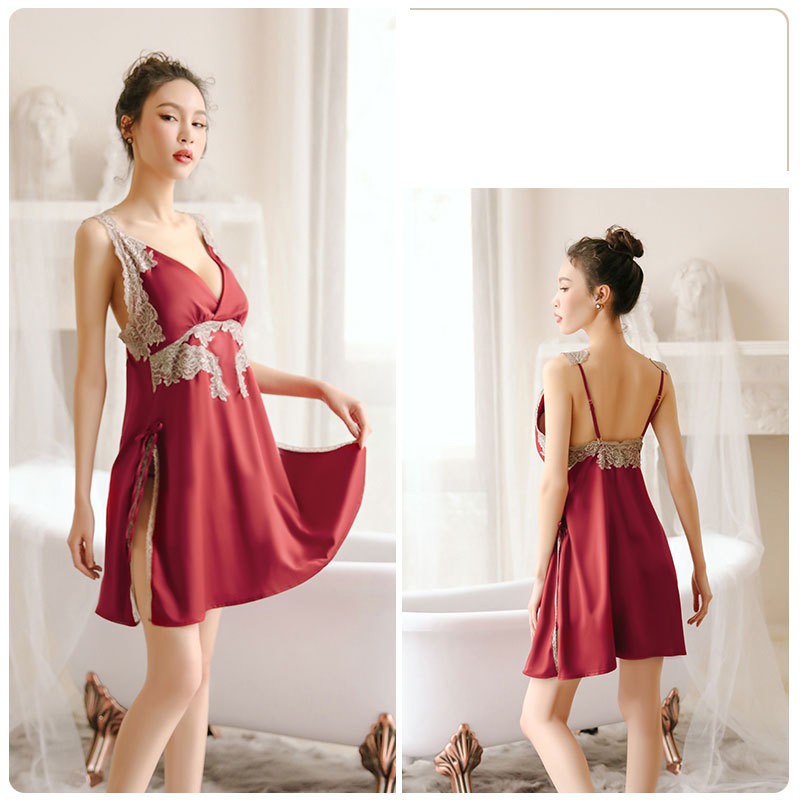 Váy ngủ 2 dây ZOZORO ren khoét sâu ngực sexy quyến rũ-vnms05