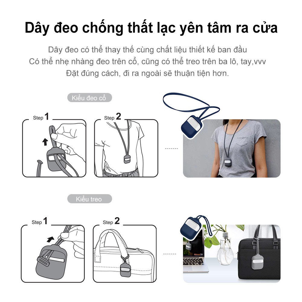 Vỏ Bao Airpod Đựng Tai Nghe Không Dây Có Dây Treo Chống Va Đập