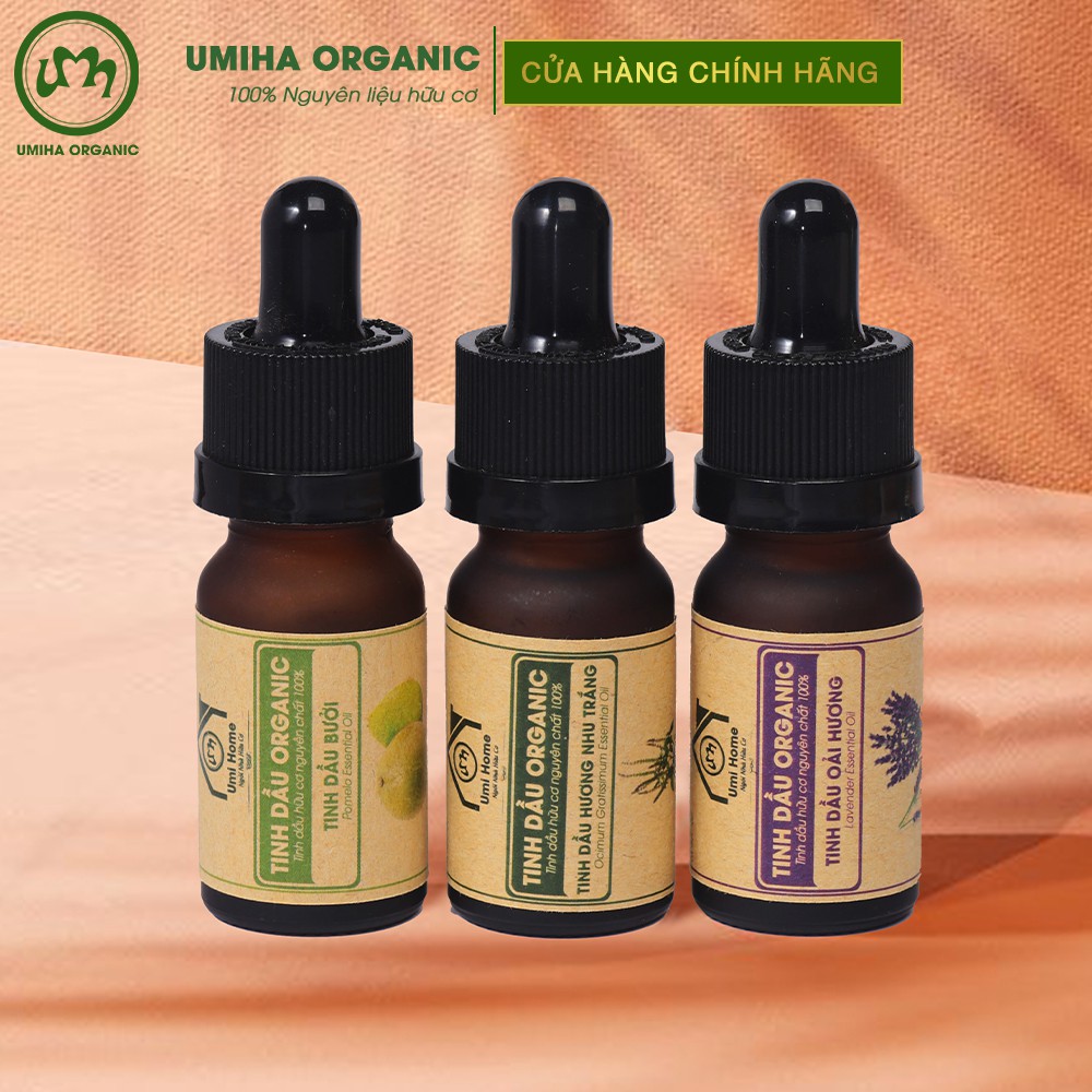 Combo 3 lọ Tinh Dầu UMIHA gồm - Bưởi, Hương Nhu Trắng, Oải Hương (10mlx3) - Hữu cơ nguyên chất