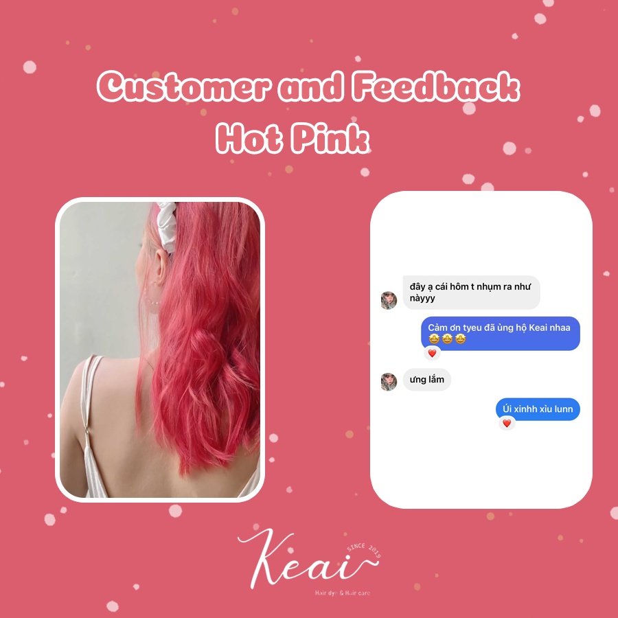 Thuốc nhuộm tóc tại nhà Hot Pink - kèm oxy - cần sử dụng thuốc tẩy tóc - Keai Hair Dye