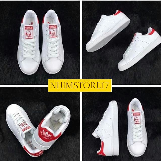 (FULL BOX) GIÀY THỂ THAO STAN SMITH WHITE Trắng Gót Đỏ