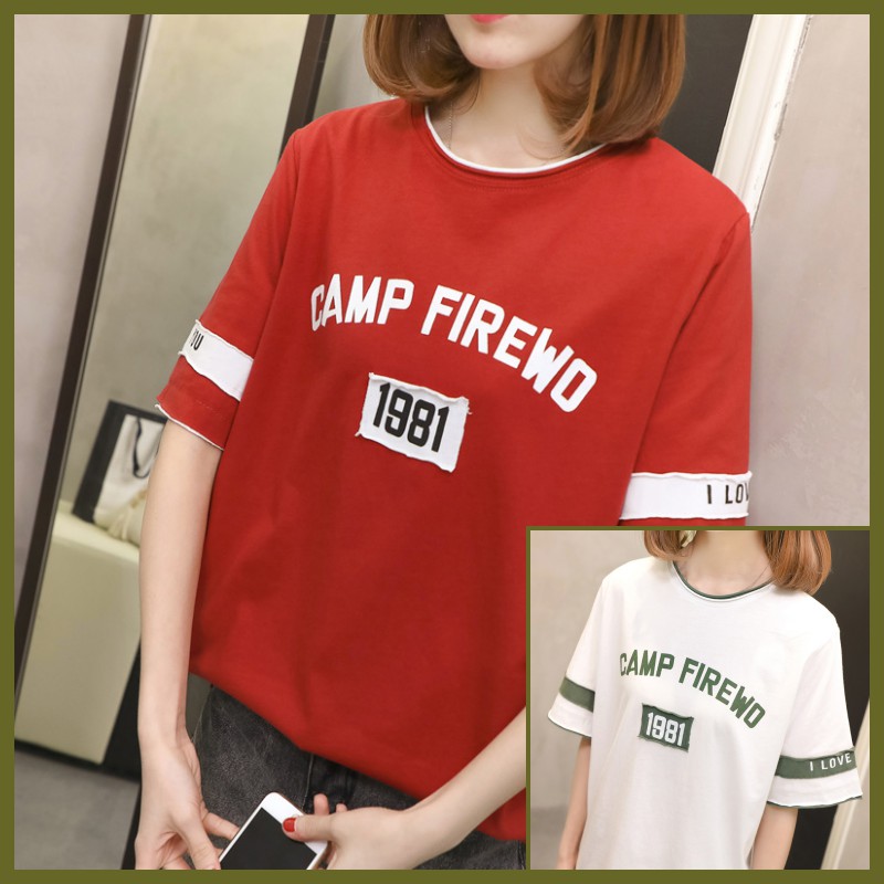 [Mã WASKT410K giảm 10K đơn 50K] Áo thun nữ AP57 camp firewo form rộng xã kho