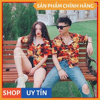 Áo Sơ mi tay ngắn hoạ tiết cây dừa siêu cá tính phù hợp đi chơi , đi biển với bạn bè người yêu - Thời Trang VADA - A787
