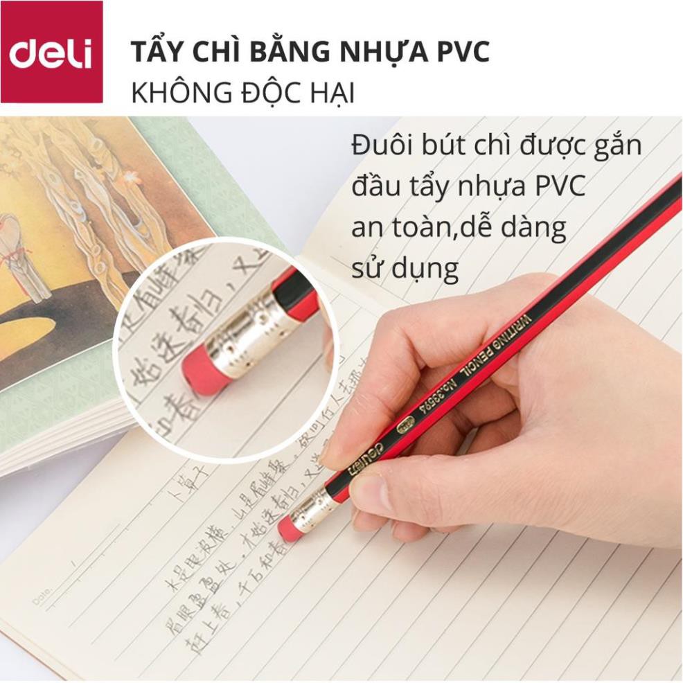 Bút chì lục giác Deli - Chất liệu gỗ tự nhiên - loại 2B/HB - 10 chiếc/hộp - 33158 / 33159 [Deli]