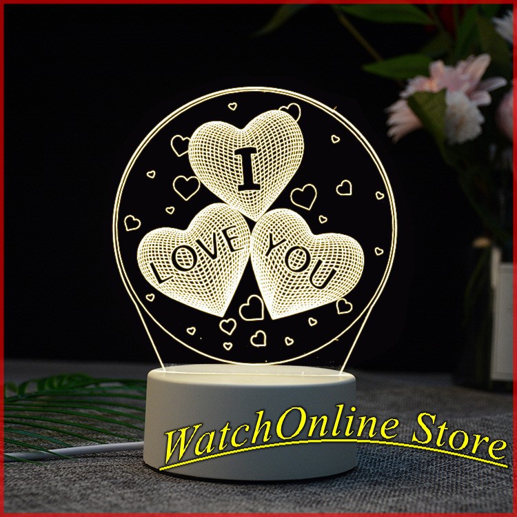 [3màu ánh sáng] Đèn Ngủ 3D, Đèn Trang Trí, Quà Tặng Sinh Nhật (iLove You)