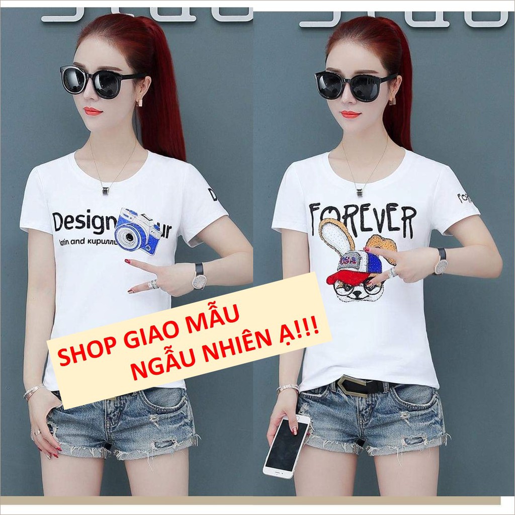 Áo phông nữ, Áo Thun Đính Đá hàng Quảng Châu Cao Cấp cotton 100% co giãn 4 chiều | BigBuy360 - bigbuy360.vn