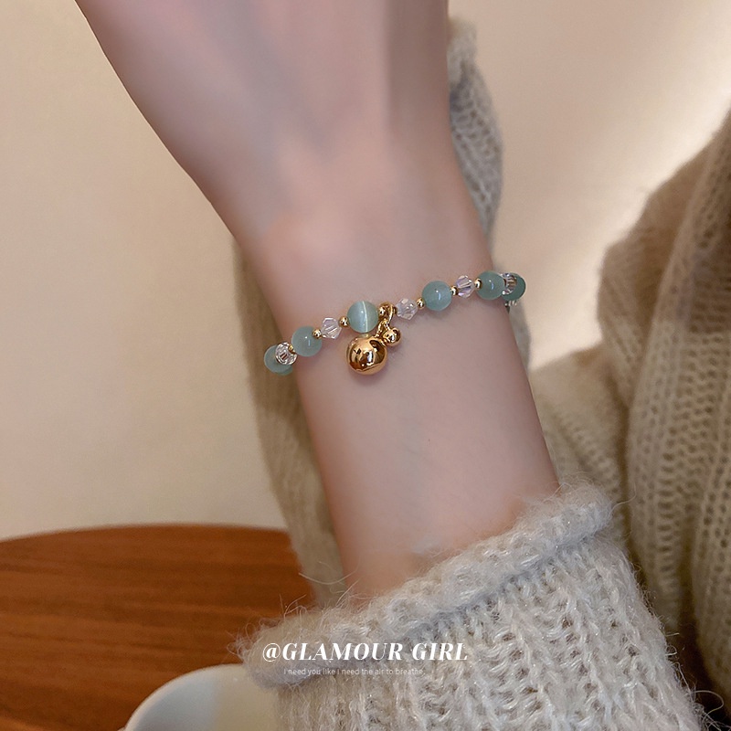 Vòng tay OIMG co giãn đính đá opal hình trái tim thời trang cho nữ