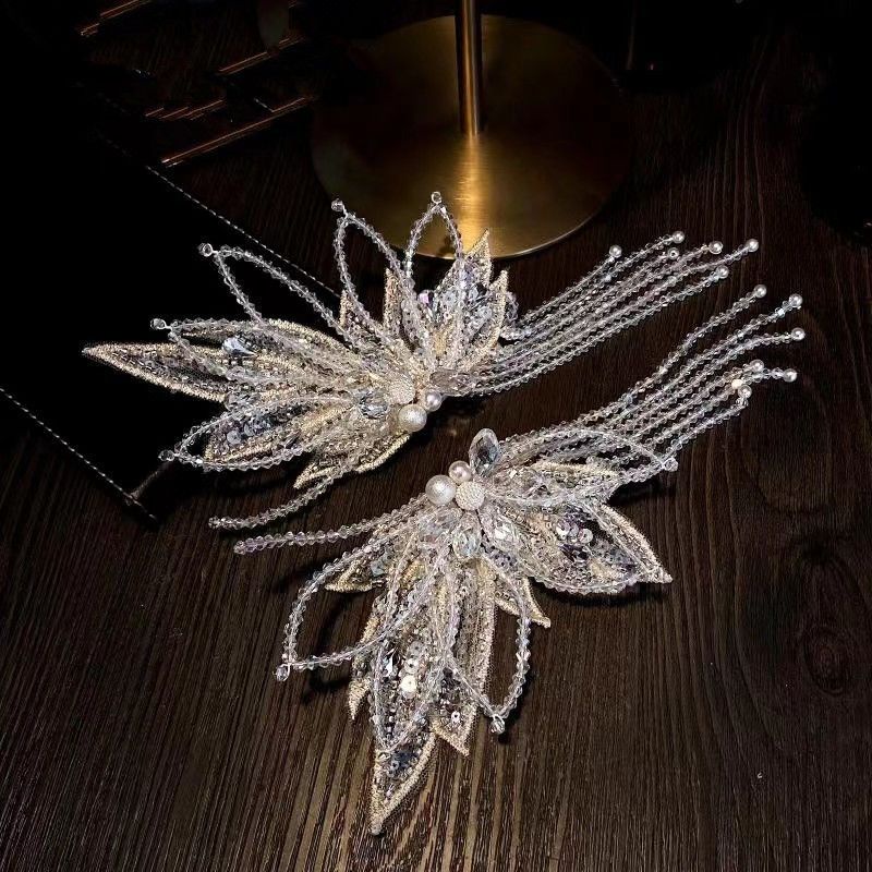 [Aishang Đẹp] Kẹp Tóc Phối Ren Tua Rua Đính Pha Lê Cao Cấp Kiểu Pháp Dùng Chụp Ảnh Cưới / Studio