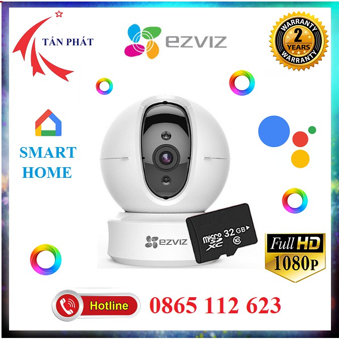 Camera Wifi Trong Nhà Ezviz TY C6N 2K 1080P 2MP 4MP Độ nét cao, Xoay 360 [Hỗ Trợ Cổng Lan] BẢO HÀNH 24TH