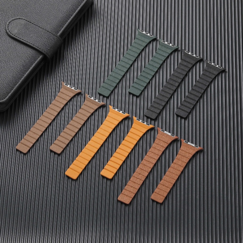 Dây Đeo Bằng Da Sang Trọng Có Nam Châm Cho iwatch Series 8 7 SE 6 5 4 3 2 49mm 41mm 45mm 38mm 42mm 44mm 40mm