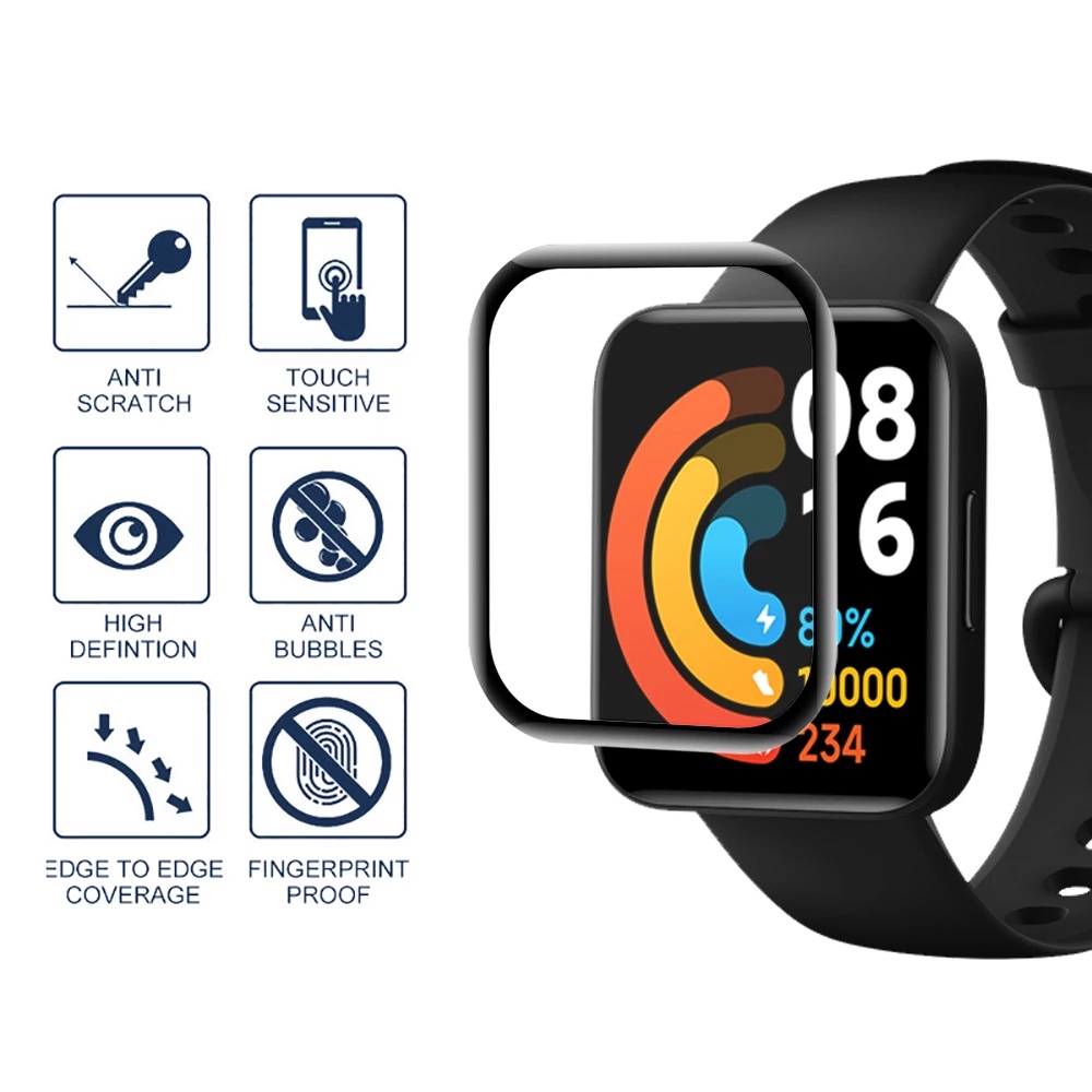 Kính Cường Lực 3D PMMA Bảo Vệ Toàn Màn Hình Chống Trầy Cho Đồng Hồ Thông Minh Redmi Watch 2