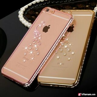 Ốp Dẻo Đính Đá IP5,6,6 plus, 7,7 plus, 8, X Chim Công