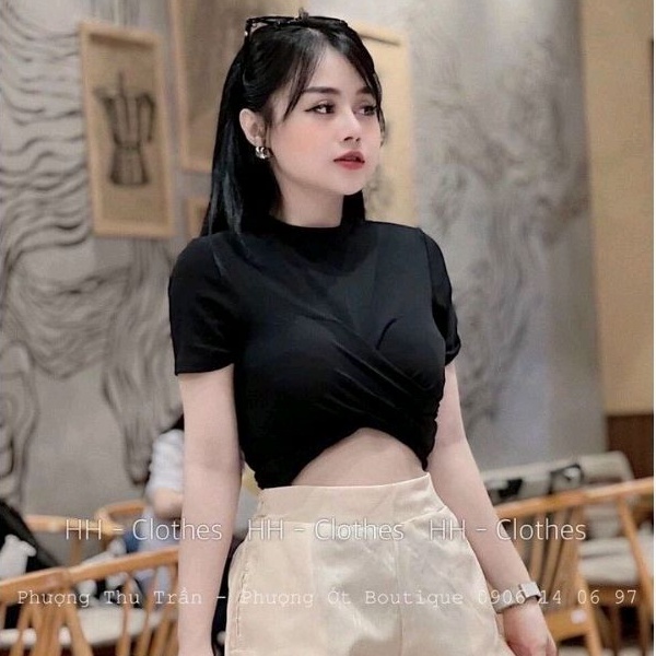 Áo Croptop kiểu xoắn eo dễ thương.(KÈM VIDEO)