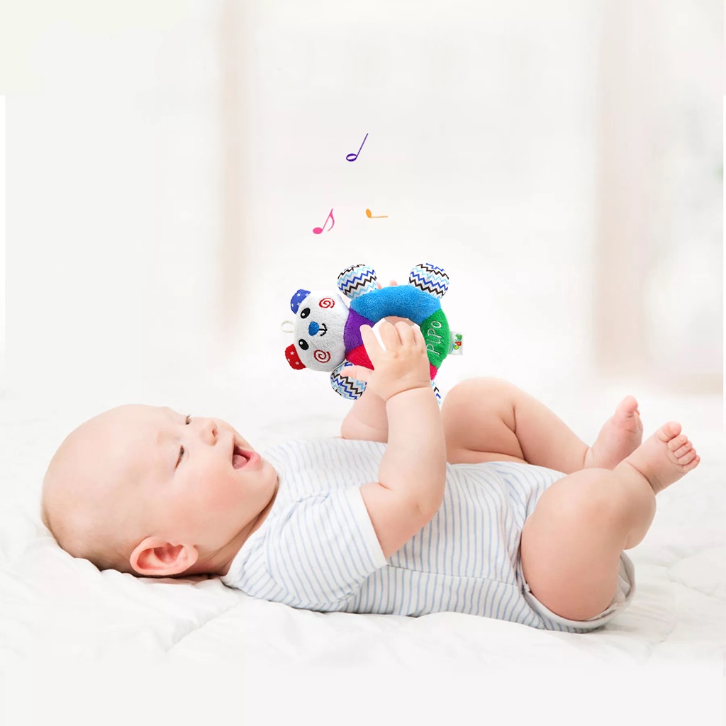 Lục lạc xúc xắc vải cầm tay kèm bóp chít PiPoVietnam kích thích đa giác quan cho bé