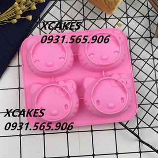 Khuôn Silicon Mèo Hello Kitty Vĩ 4 Mặt Lớn