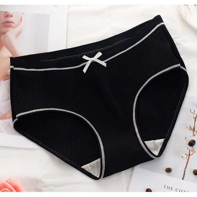 Quần lót Cotton nữ gân tăm phối nơ xinh ngẫu nhiên màu kháng khuẩn thoáng mát QL03NN | BigBuy360 - bigbuy360.vn