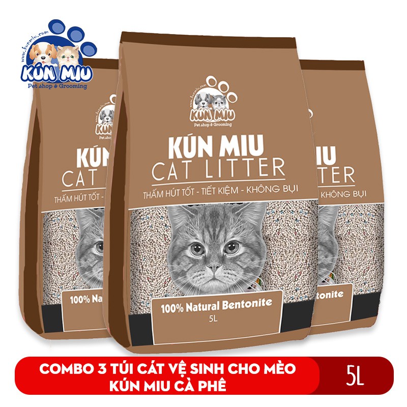 Cát vệ sinh cho mèo Kún Miu hương cà phê 5L