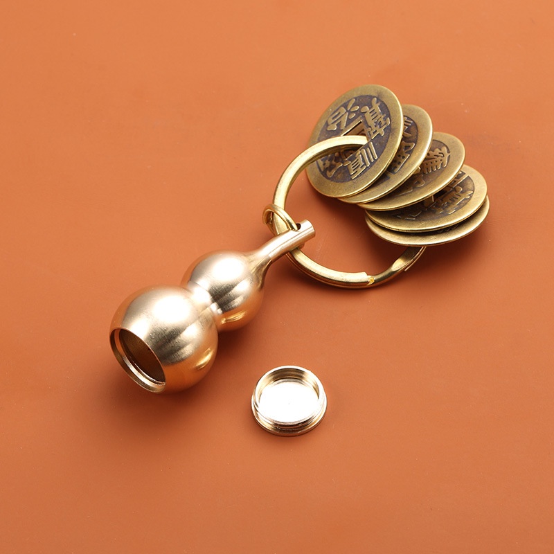 Móc Khóa Trang Trí Phong Thủy Bằng Đồng Thau Ngũ Hoàng ᴛɪềɴ Phối,Quả Bầu,Túi ᴛɪềɴ