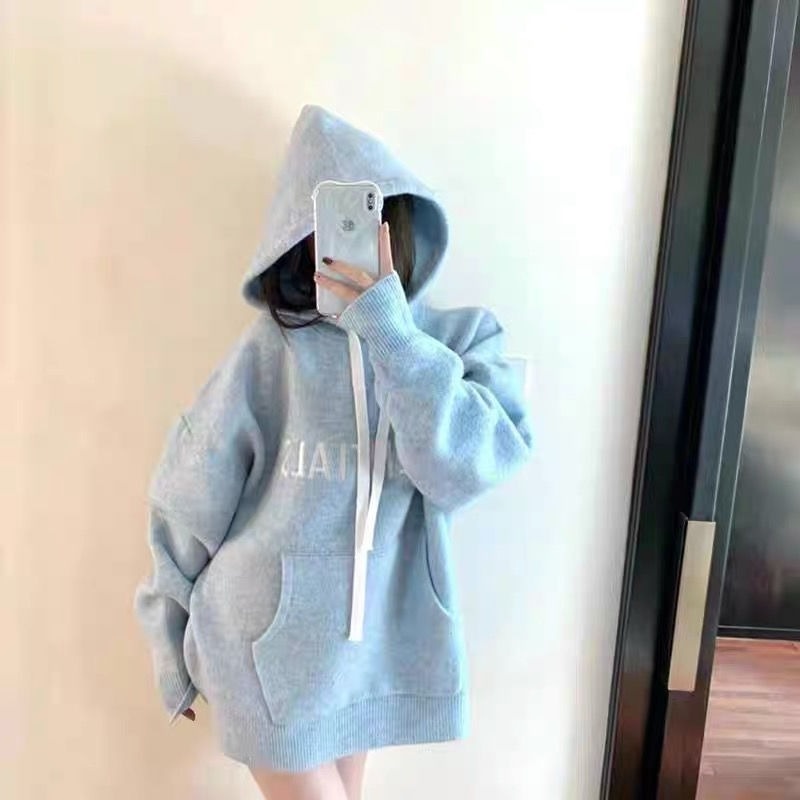 Áo hoodies nữ lót nhung thời trang thu đông mới