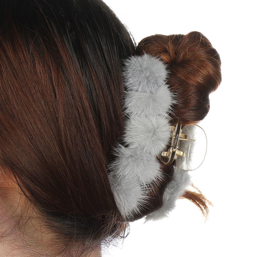 Kẹp Tóc Càng Cua Phối Lông Thời Trang Thu Đông Cho Nữ