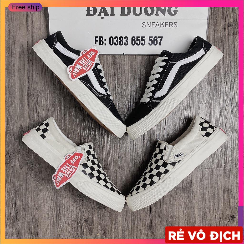 ⚡ Hàng Cao Cấp ⚡ GIÀY 𝐕𝐀𝐍𝐒 VAULT đen Lười CARo vans OLD Đen bản chuẩn hàng trung êm chân dễ phối đồ đủ size 36-43