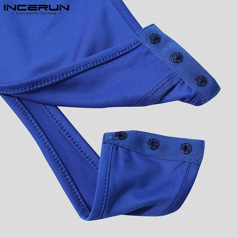 Áo liền quần INCERUN cổ tròn không tay ôm dáng phối rỗng xuyên thấu thoải mái thời trang dành cho nam